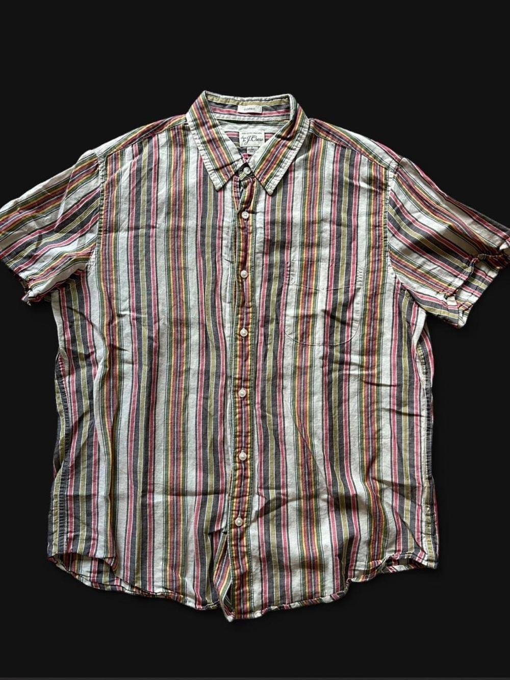 J. Crew multicolored striped linen blend button-up shirt